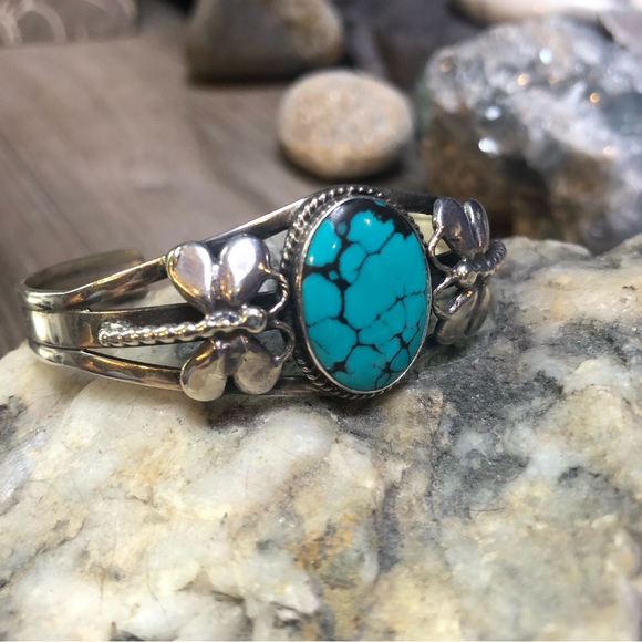 Turquoise Sterling Dragonfly Cuff - Picture 4 of 8